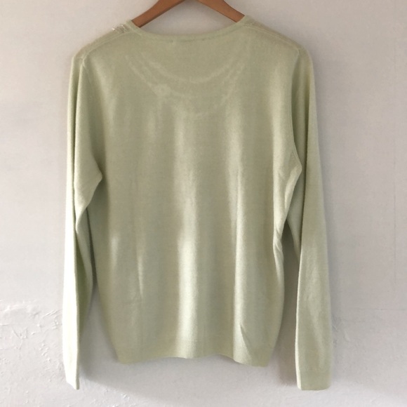 Alia Vintage pale green sweater pearl detail beads crew neck long sleeve Medium - Picture 5 of 15